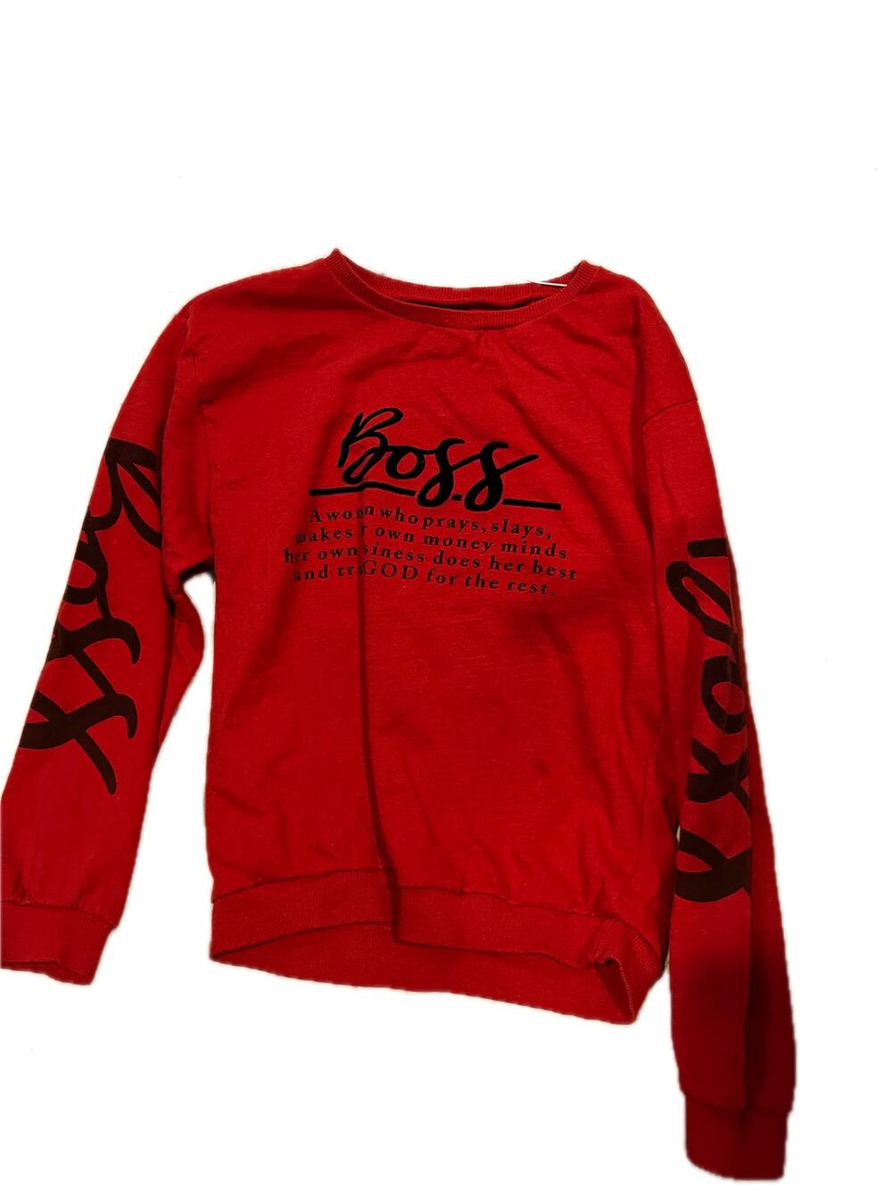 On Fire Boss Cherry Red Crew Sweat Set Womans Plus 1X